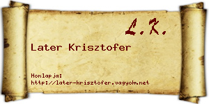 Later Krisztofer névjegykártya